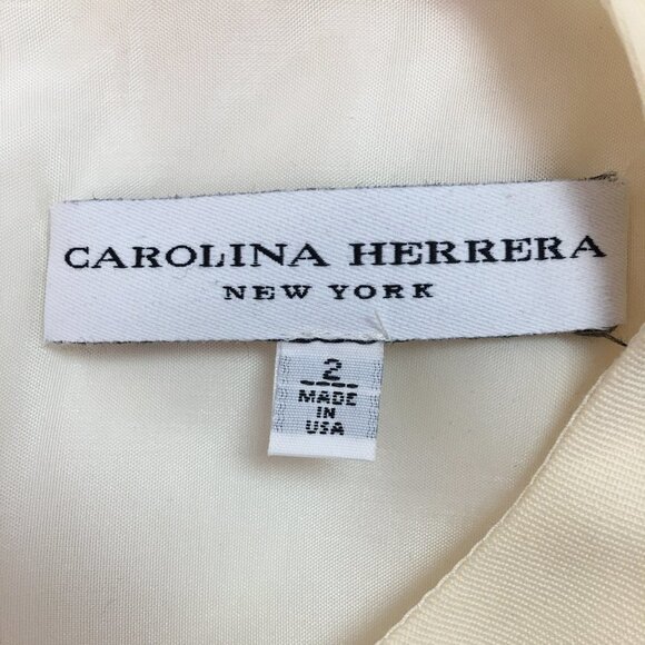 Carolina Herrera Beige Open Flare Sleeveless Dress Size 2 Cocktail Wedding - Picture 10 of 11
